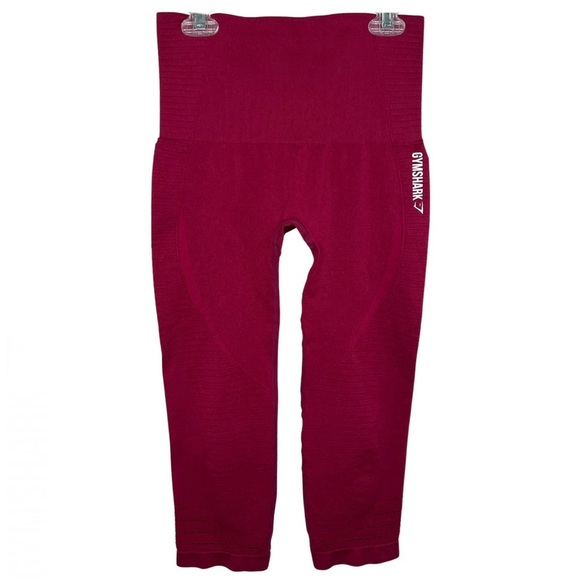 Gymshark High Waist Laser Cut Seamless Cropped Leggings. Beet Root Maroon Small - Picture 4 of 17